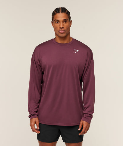 Gymshark Arrival Oversized Long Sleeve T-Shirt - GS Impact Burgundy