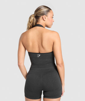 Gymshark Vital Halter Neck Tank With Shelf - Black Marl