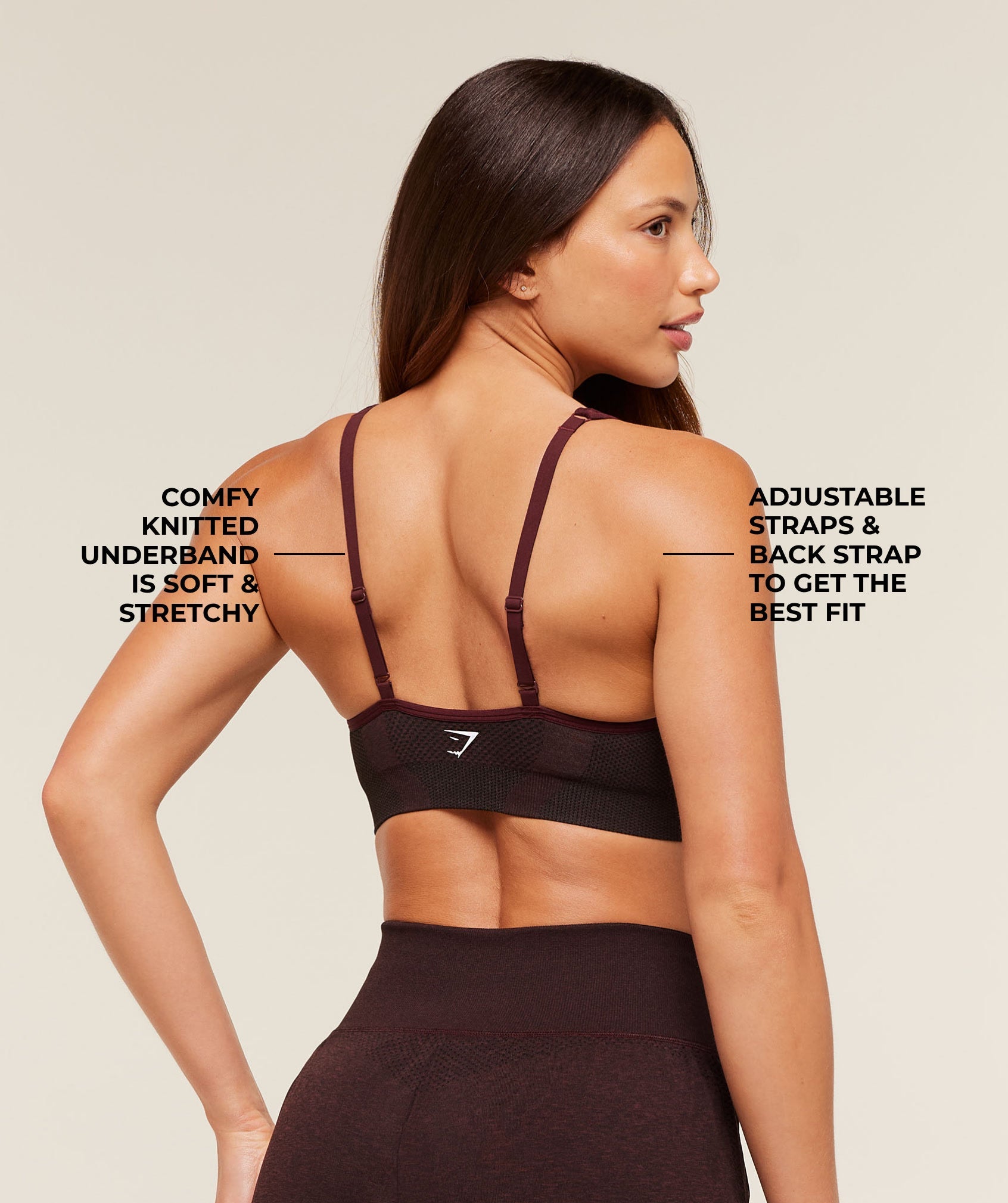 Gymshark Vital V Neck Sports Bra - Rich Maroon/Marl