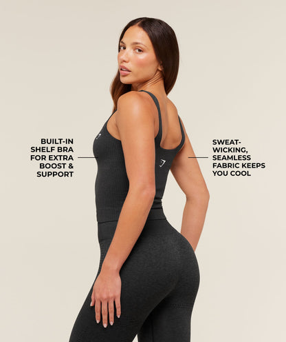 Gymshark Vital Tank With Shelf - Black Marl