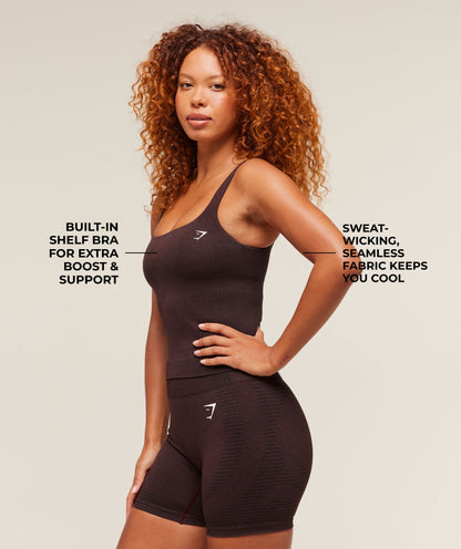 Gymshark Vital Tank With Shelf - Rich Maroon/Marl