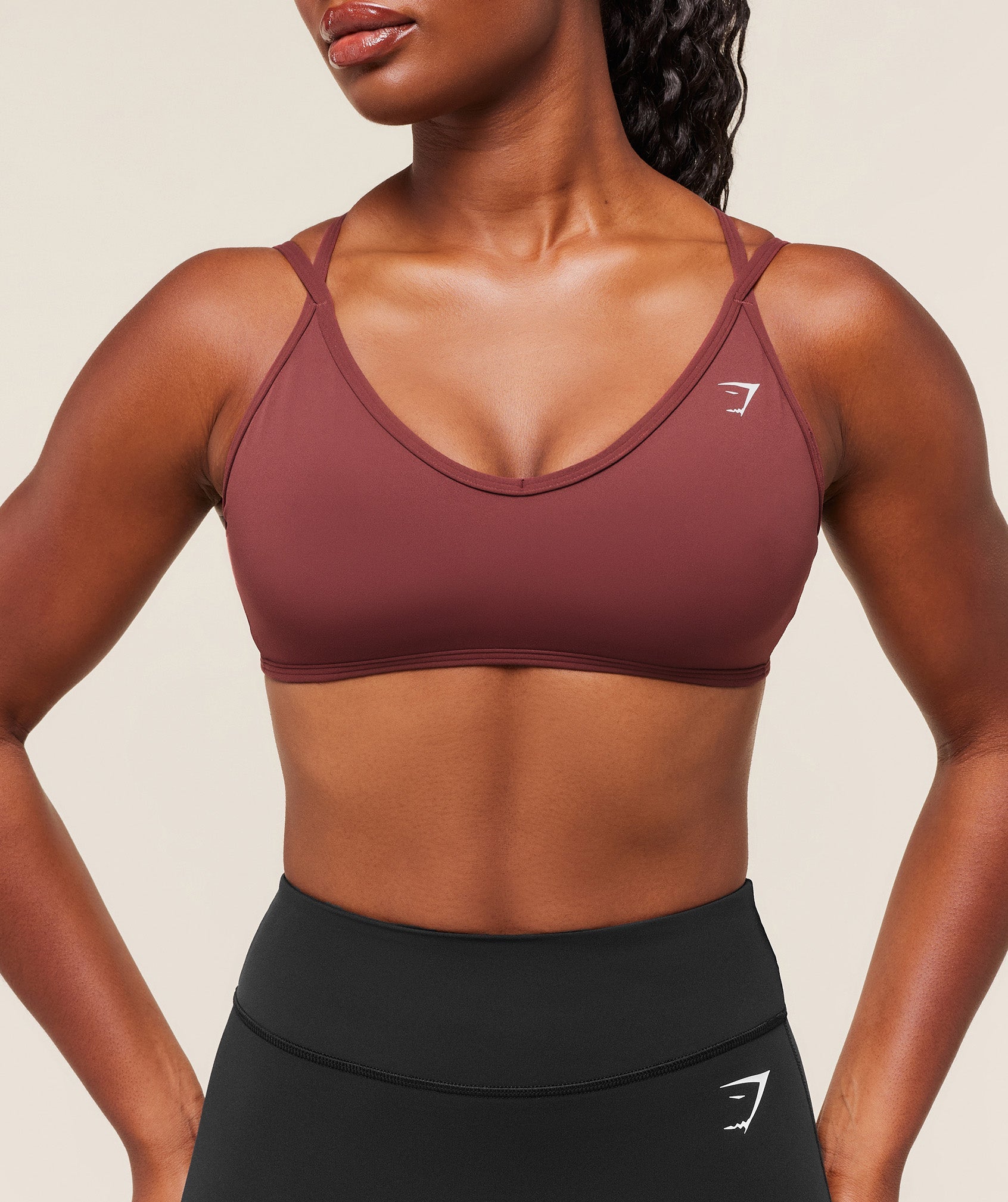 Gymshark Back Gains Sports Bra - Burgundy Brown