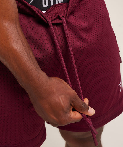 Gymshark Campus Mesh Shorts - Rich Maroon