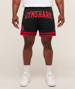 Gymshark Campus Mesh Shorts - Black/Conditioning Red