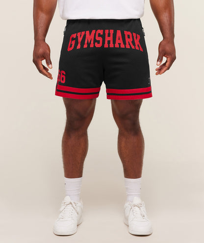 Gymshark Campus Mesh Shorts - Black/Conditioning Red