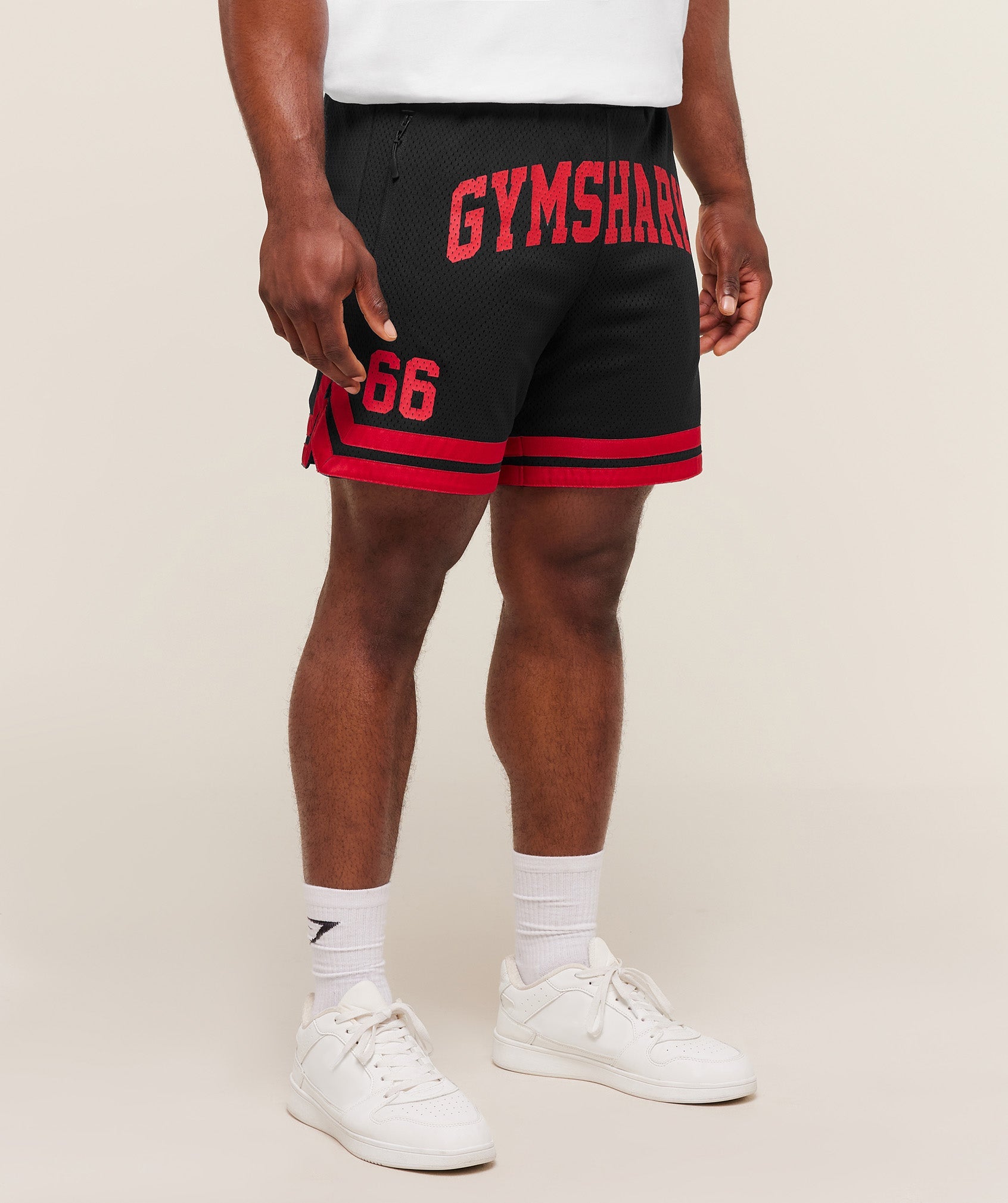 Gymshark Campus Mesh Shorts - Black/Conditioning Red