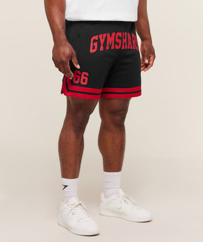 Gymshark Campus Mesh Shorts - Black/Conditioning Red