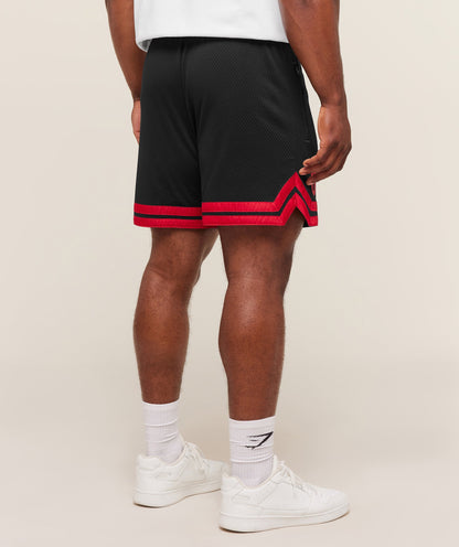 Gymshark Campus Mesh Shorts - Black/Conditioning Red