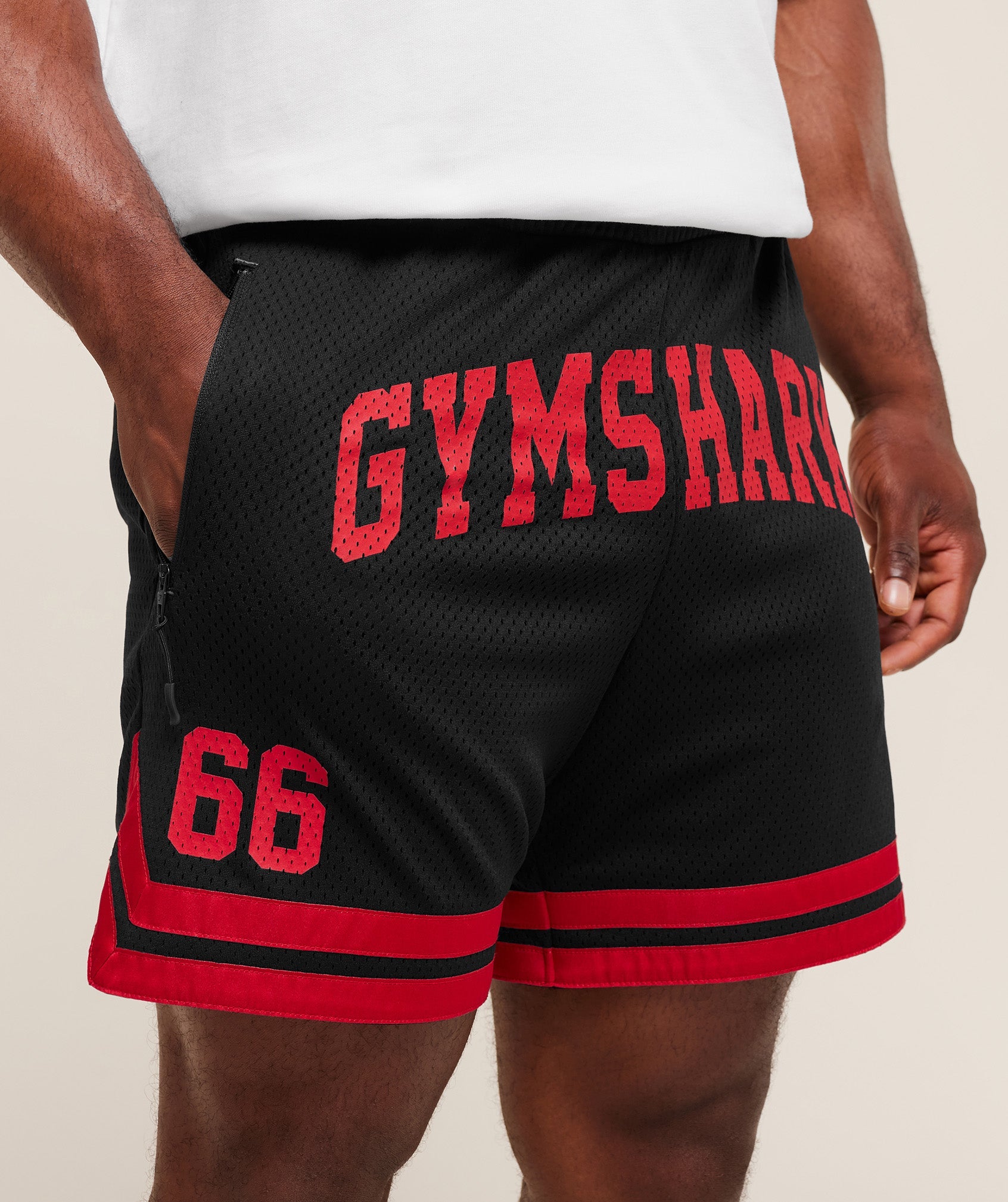 Gymshark Campus Mesh Shorts - Black/Conditioning Red