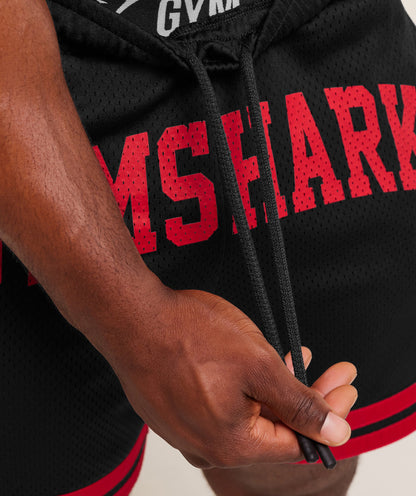 Gymshark Campus Mesh Shorts - Black/Conditioning Red