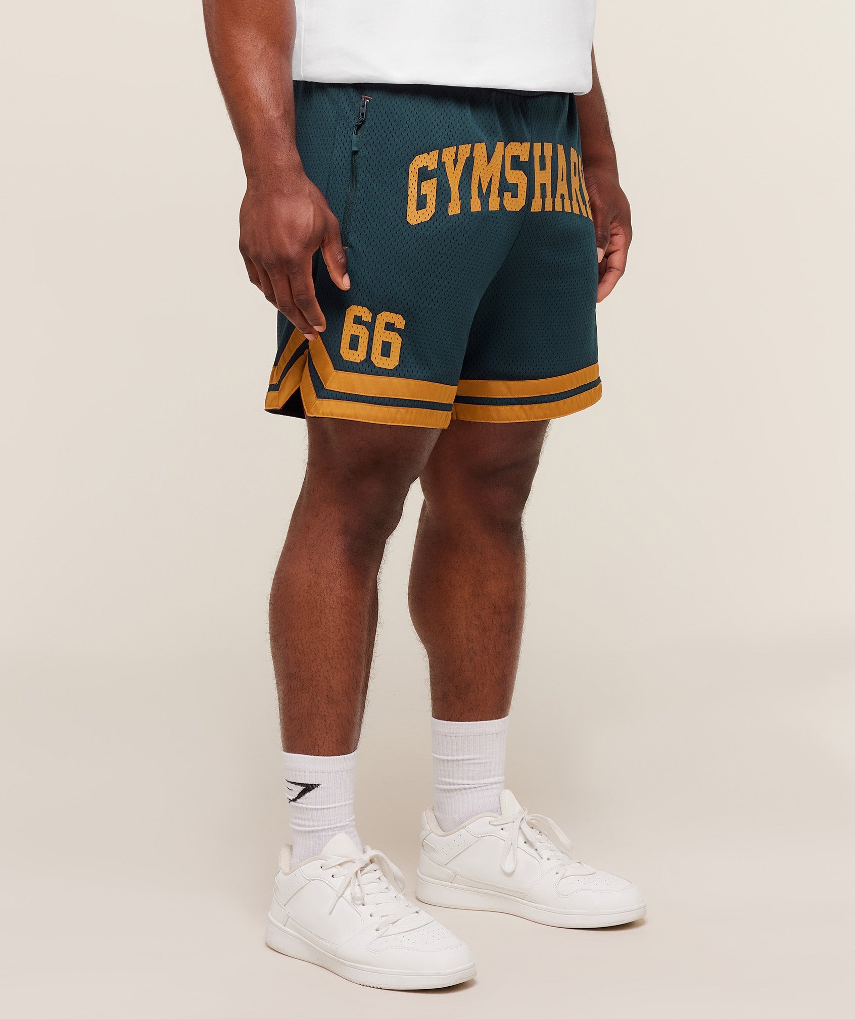 Gymshark Campus Mesh Shorts - Deep Petrol Blue/Antique Gold