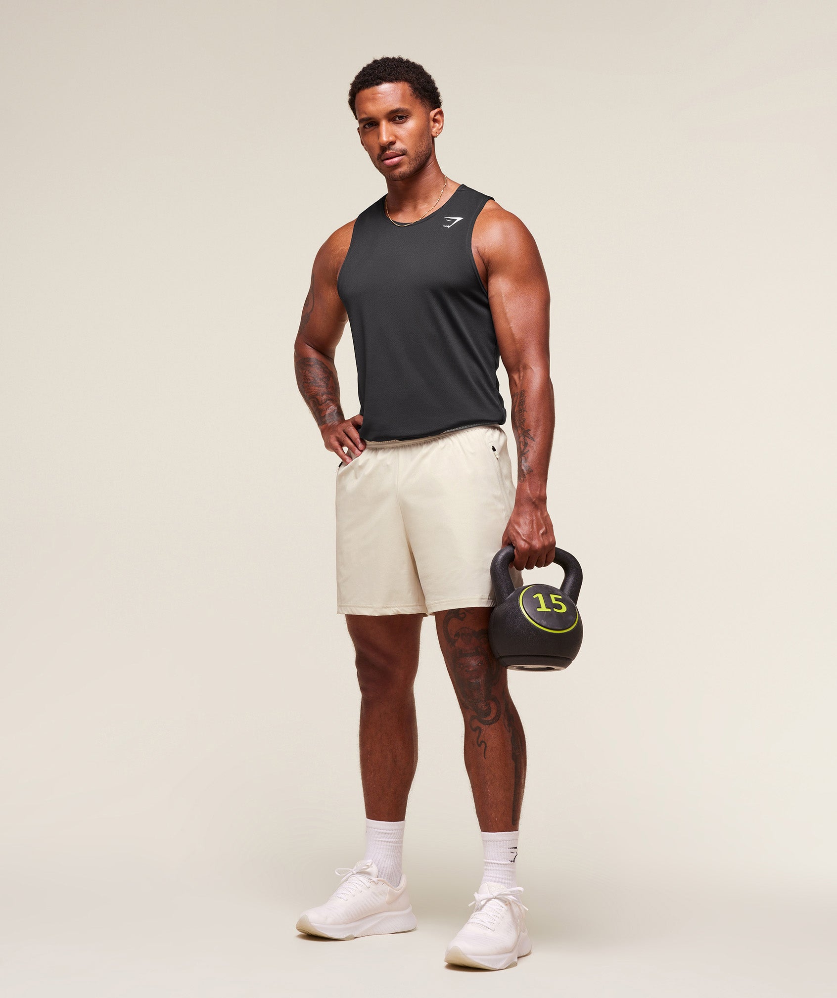 Gymshark Fit Elite 5" Shorts - Oat White