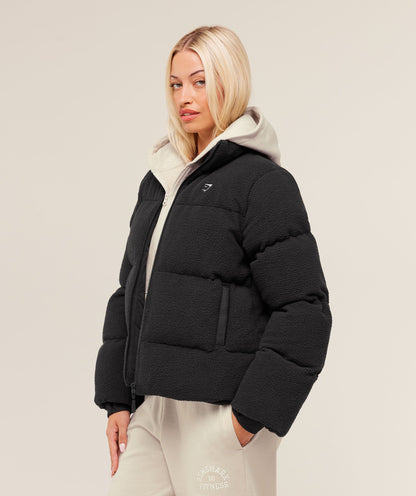 Gymshark Sherpa Puffer Jacket - Black