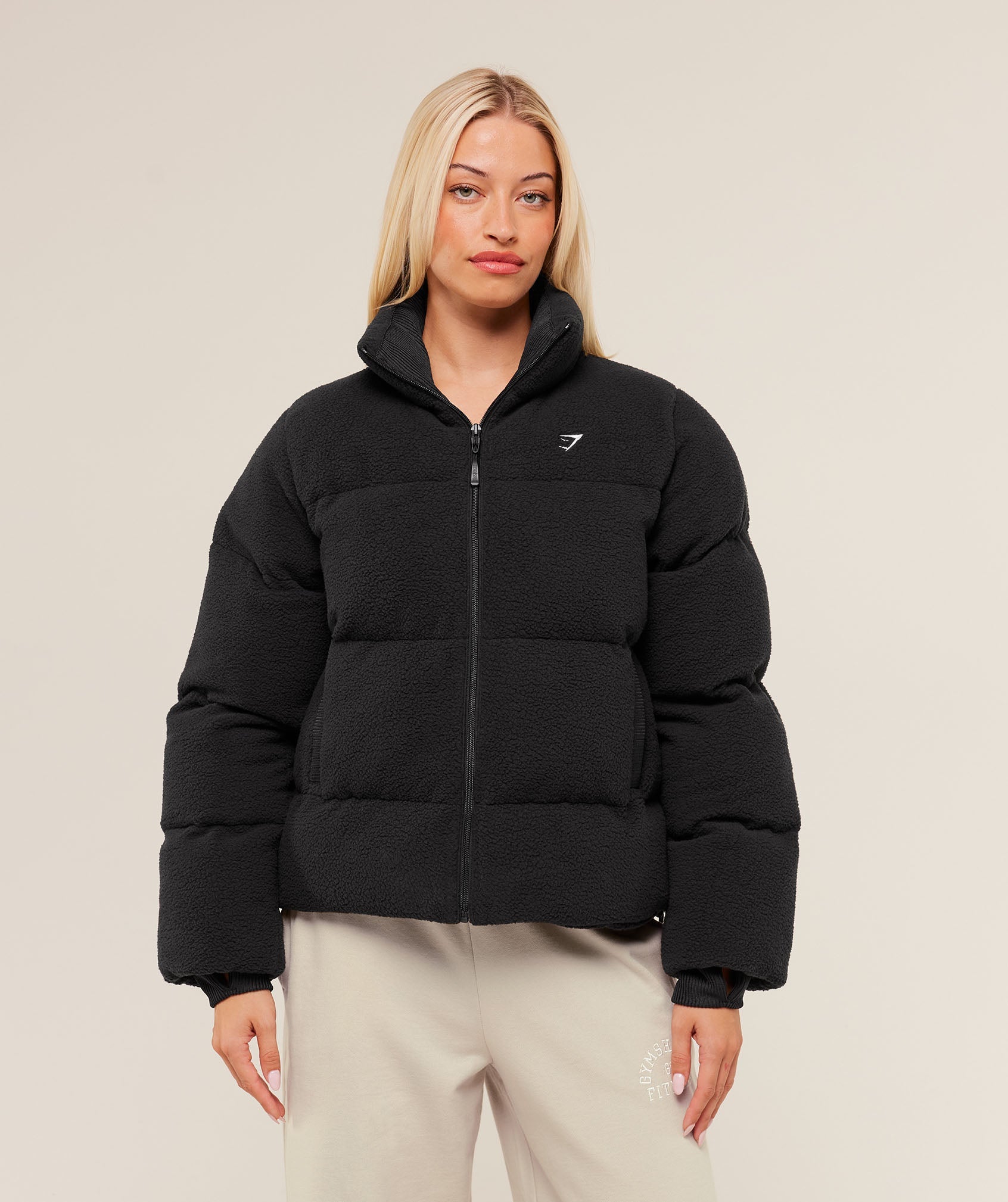 Gymshark Sherpa Puffer Jacket - Black