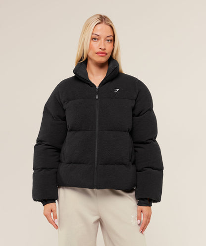 Gymshark Sherpa Puffer Jacket - Black