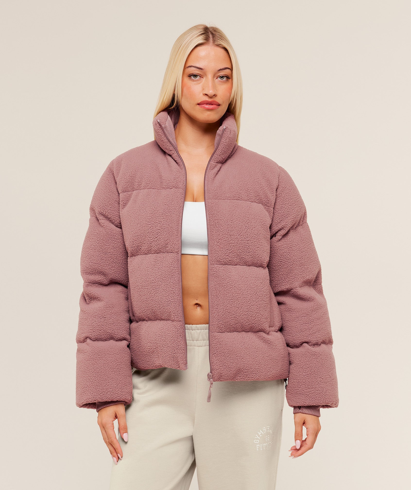 Gymshark Sherpa Puffer Jacket - Chestnut Pink