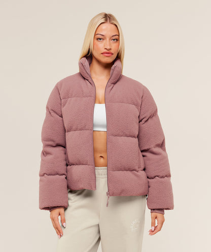 Gymshark Sherpa Puffer Jacket - Chestnut Pink