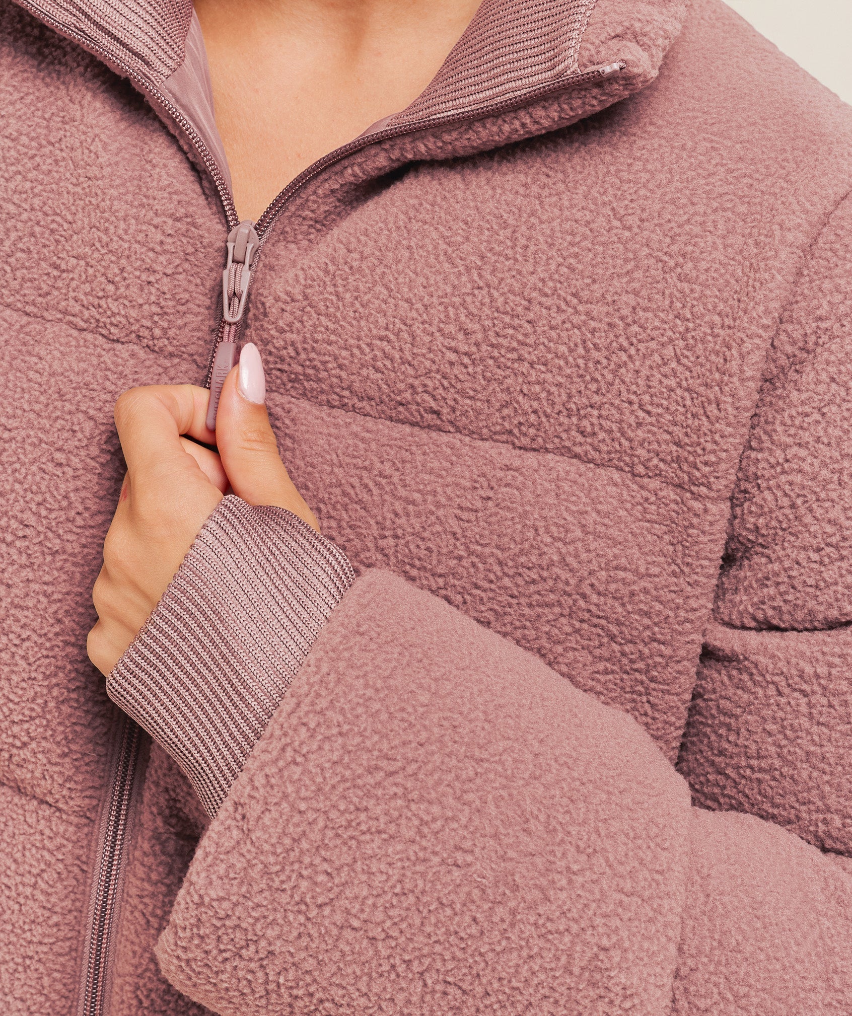 Gymshark Sherpa Puffer Jacket - Chestnut Pink