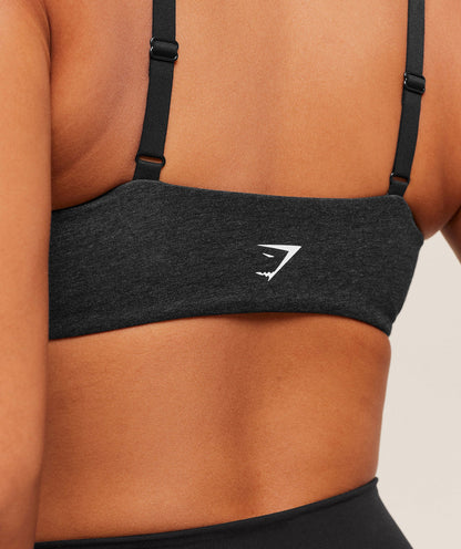 Gymshark Cotton Twist Front Bralette - Bros Midnight Black Marl