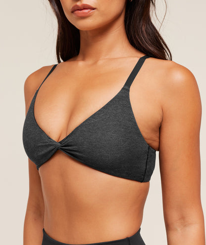 Gymshark Cotton Twist Front Bralette - Bros Midnight Black Marl
