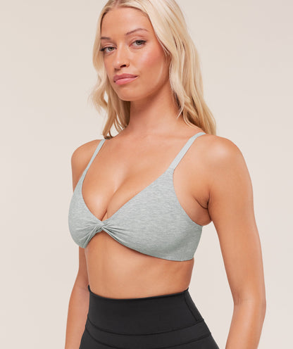 Gymshark Cotton Twist Front Bralette - Light Grey Core Marl