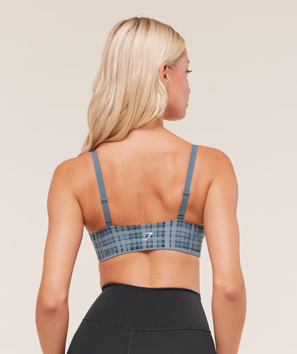 Gymshark Printed Twist Front Bralette - Denim Grey