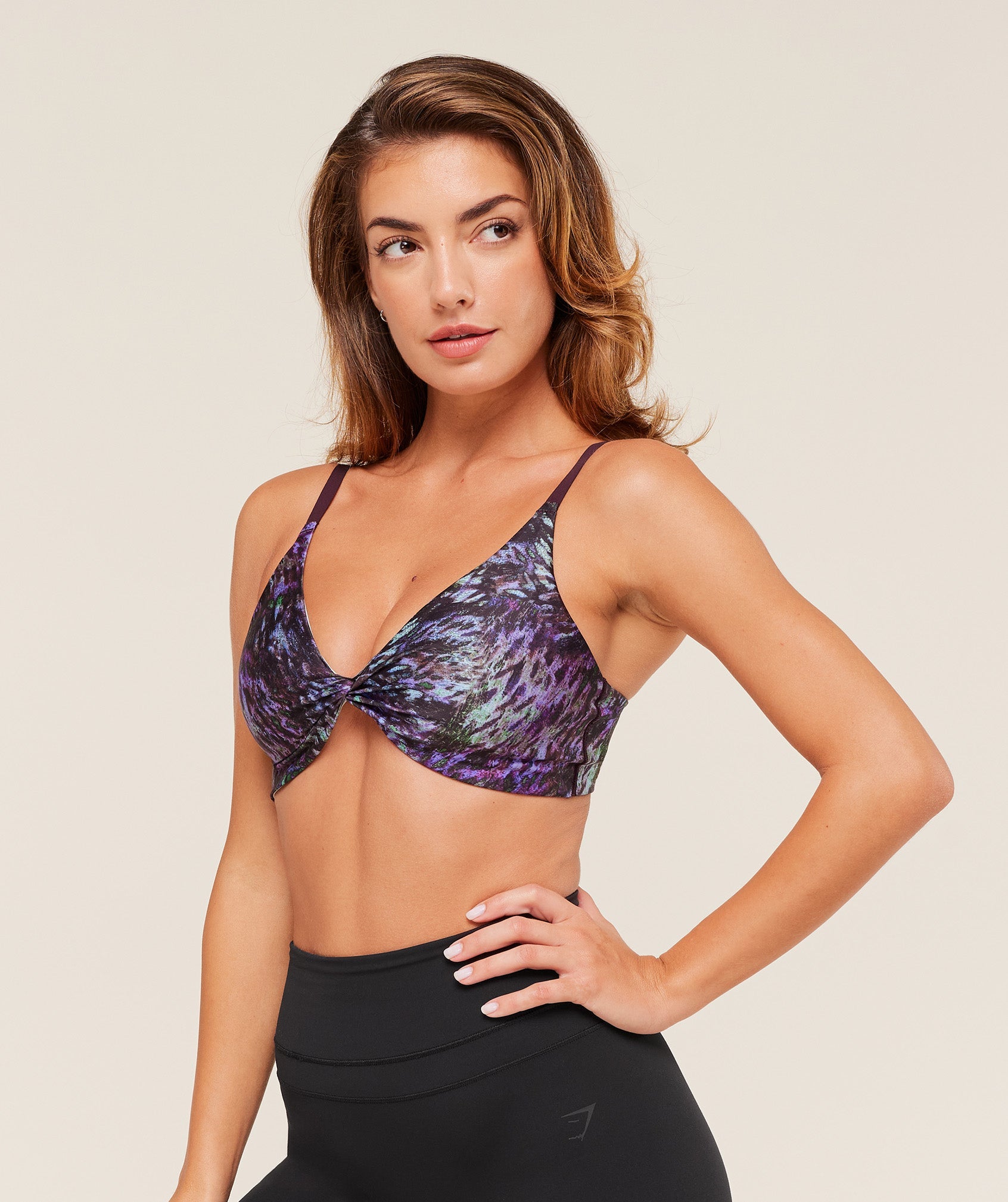 Gymshark Printed Twist Front Bralette - Morning Blue