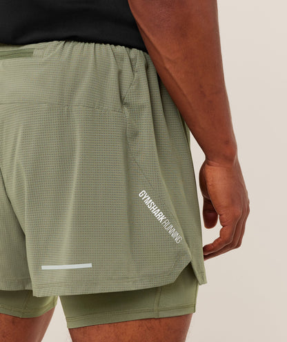 Gymshark Running 4" 2in1 Shorts - Base Green