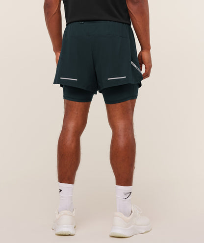 Gymshark Running 4" 2in1 Shorts - Deep Petrol Blue