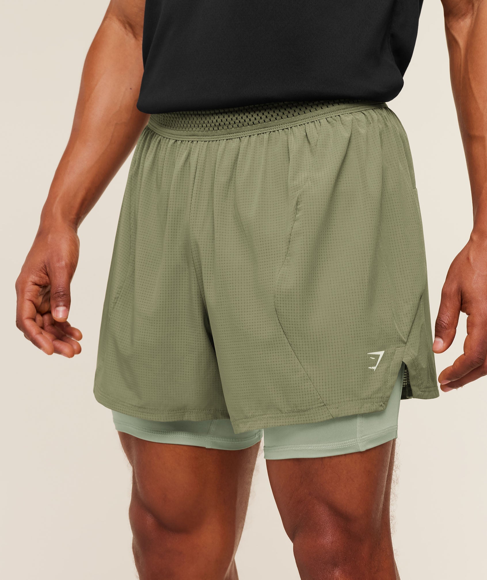 Gymshark Running 4" 2in1 Shorts -  Grounded Green /  Haze Green