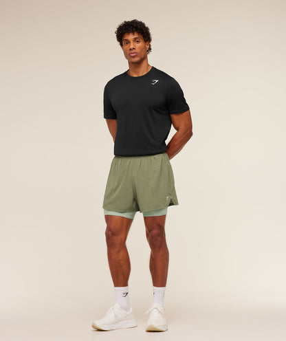 Gymshark Running 4" 2in1 Shorts -  Grounded Green /  Haze Green