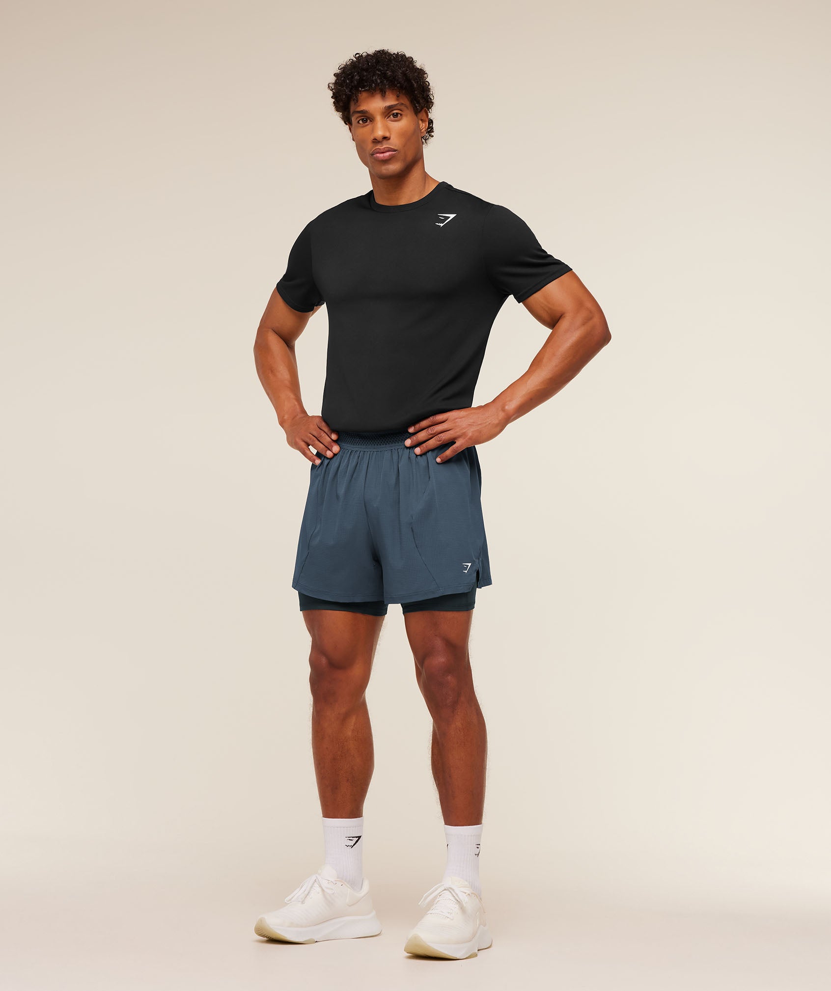 Gymshark Running 4" 2in1 Shorts - GS Stealth Blue/GS Deep Petrol Blue