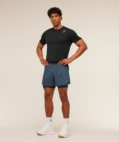 Gymshark Running 4" 2in1 Shorts - GS Stealth Blue/GS Deep Petrol Blue