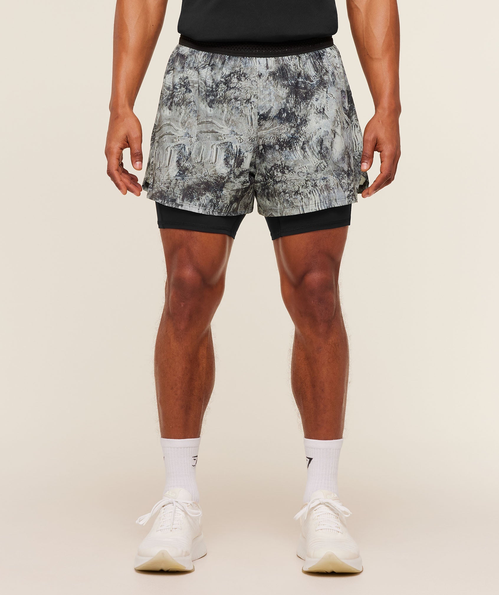 Gymshark Running 4" 2in1 Shorts - Dark Grey /  Black