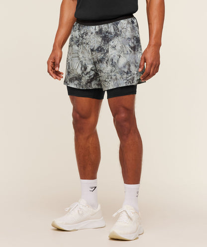Gymshark Running 4" 2in1 Shorts - Dark Grey /  Black