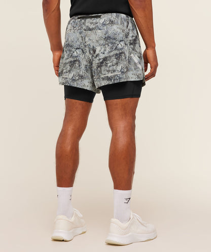 Gymshark Running 4" 2in1 Shorts - Dark Grey /  Black