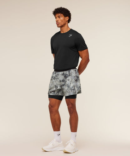 Gymshark Running 4" 2in1 Shorts - Dark Grey /  Black