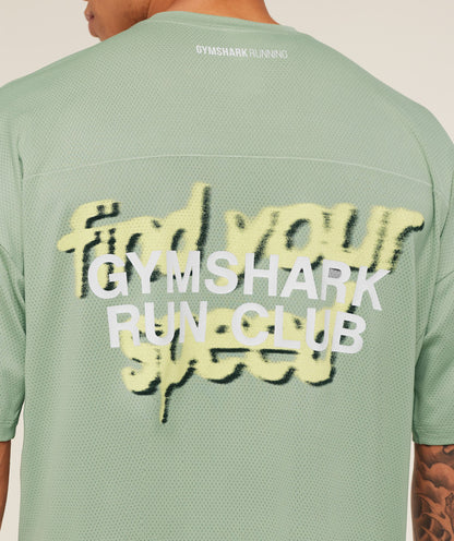 Gymshark Running Graphic T-Shirt - GS Haze Green