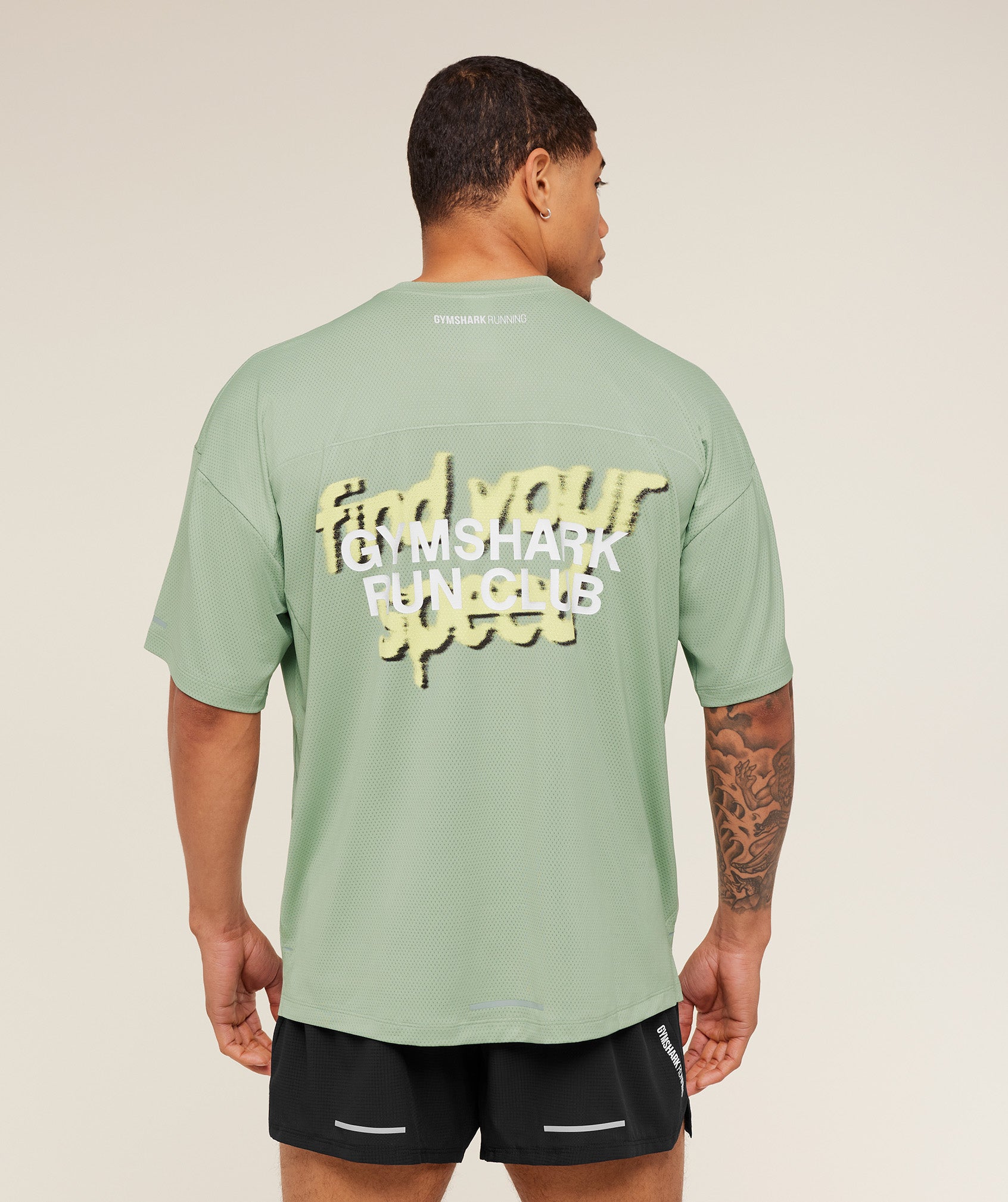 Gymshark Running Graphic T-Shirt - GS Haze Green