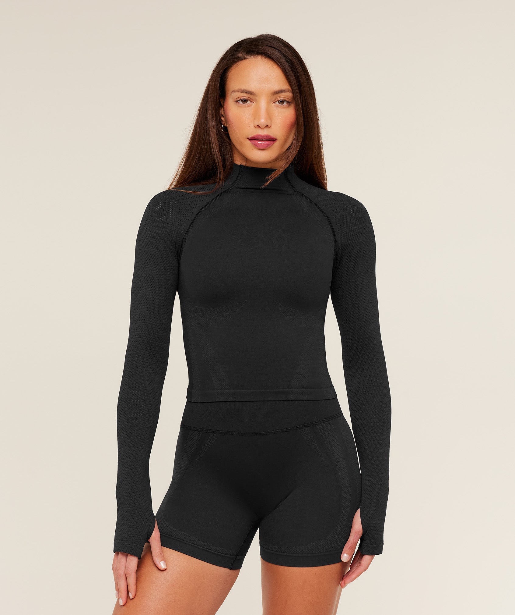Gymshark Weekend Seamless Long Sleeve Top - GS Black/GS Asphalt Grey