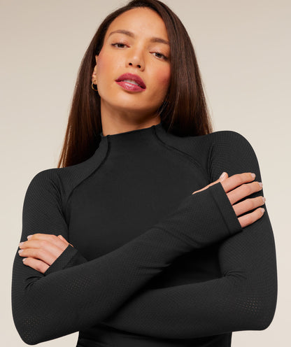 Gymshark Weekend Seamless Long Sleeve Top - GS Black/GS Asphalt Grey