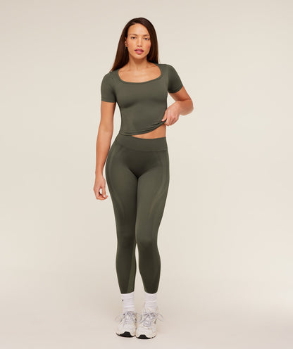 Gymshark Weekend Seamless Leggings -  Strength Green /  Grounded Green