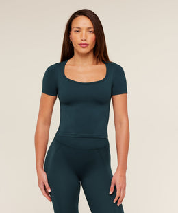 Gymshark Weekend Seamless Short Sleeve Top -  Deep Petrol Blue /  Stealth Blue