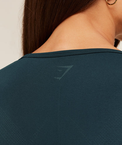 Gymshark Weekend Seamless Short Sleeve Top -  Deep Petrol Blue /  Stealth Blue