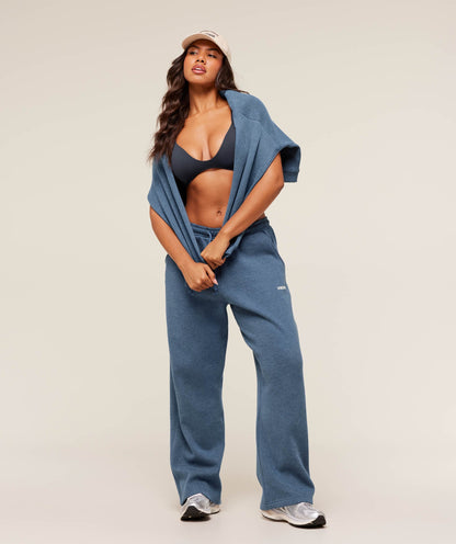 Gymshark Cosy Luxe Straight Leg Regular Joggers -  Compound Blue Marl