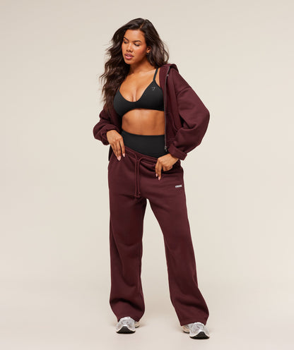 Gymshark Cosy Luxe Straight Leg Joggers - Rich Maroon