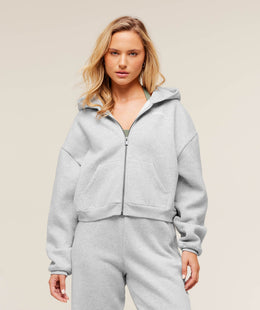 Gymshark Cosy Luxe Zip Through Hoodie - Soft Grey Marl
