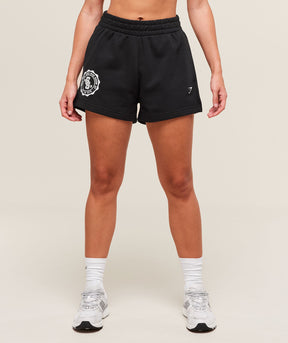 Gymshark Collegiate Graphic Fleece Shorts - Black