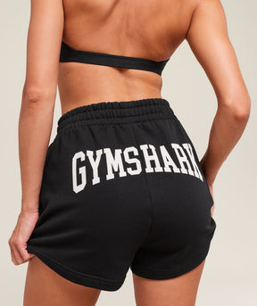 Gymshark Collegiate Graphic Fleece Shorts - Black