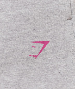 Gymshark Collegiate Graphic Fleece Shorts - Light Grey Core Marl